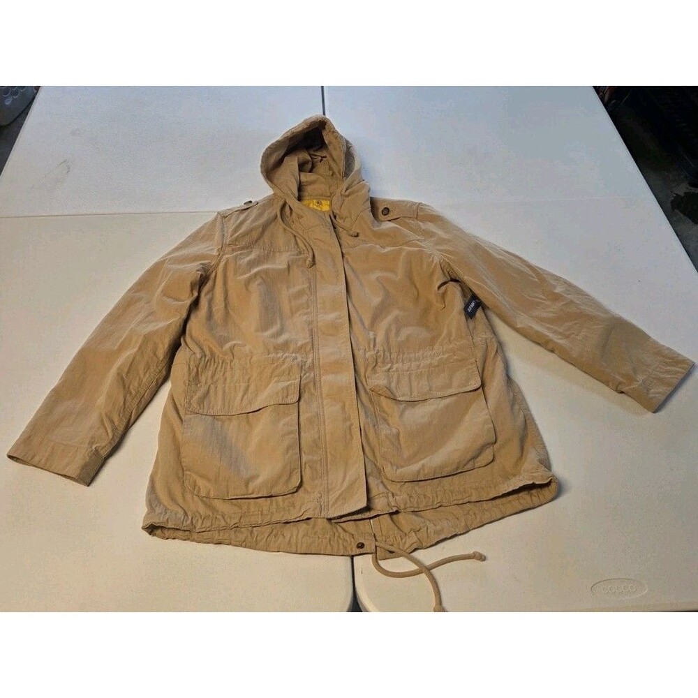 Old Navy Women XL Khaki Utility Parka Anorak Jacket Hooded Quilted Lined Coat